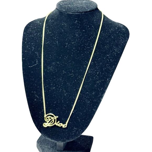 Dior Gorgeous Gold Script Logo Necklace - Picture 1 of 5